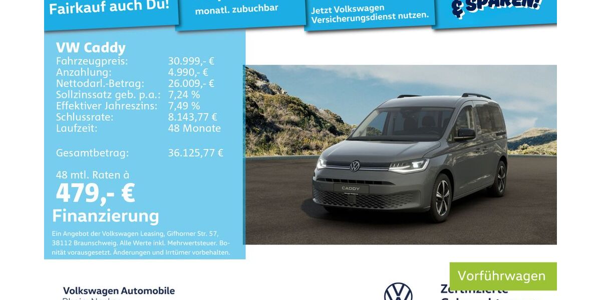VW Caddy 5.900 km 29.996 &euro; Mannheim 68309