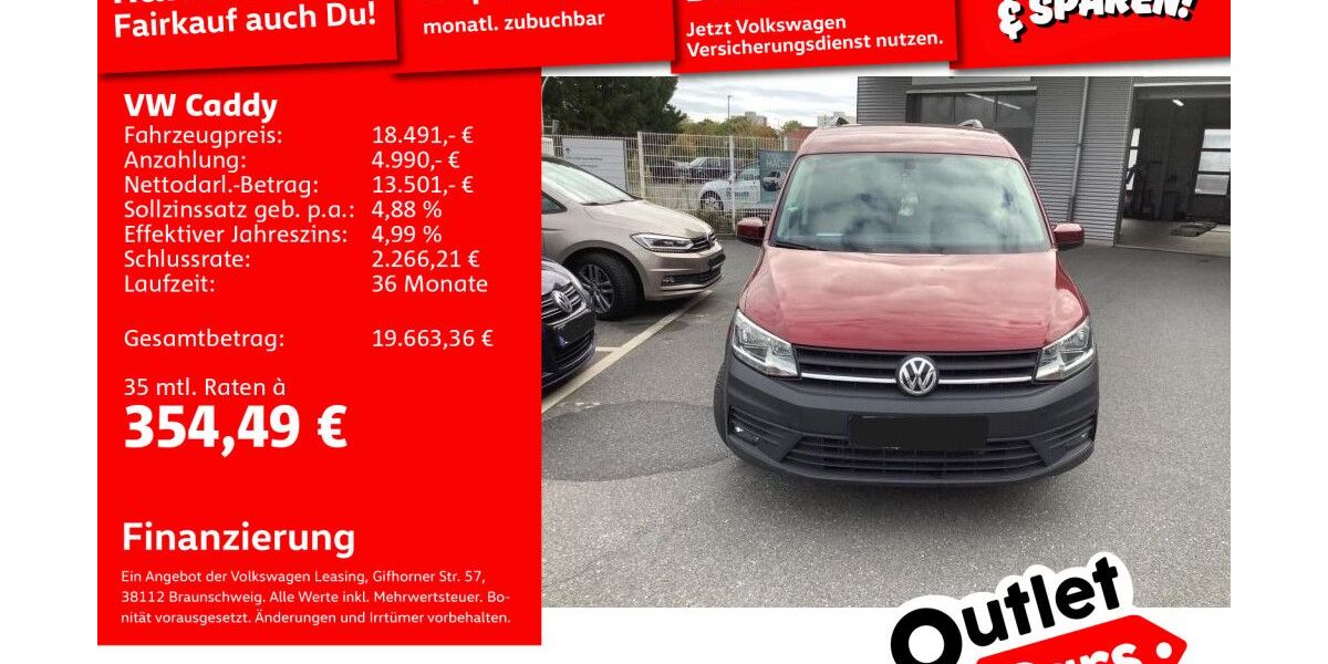 VW Caddy 62.831 km 17.692 &euro; Mannheim 68309