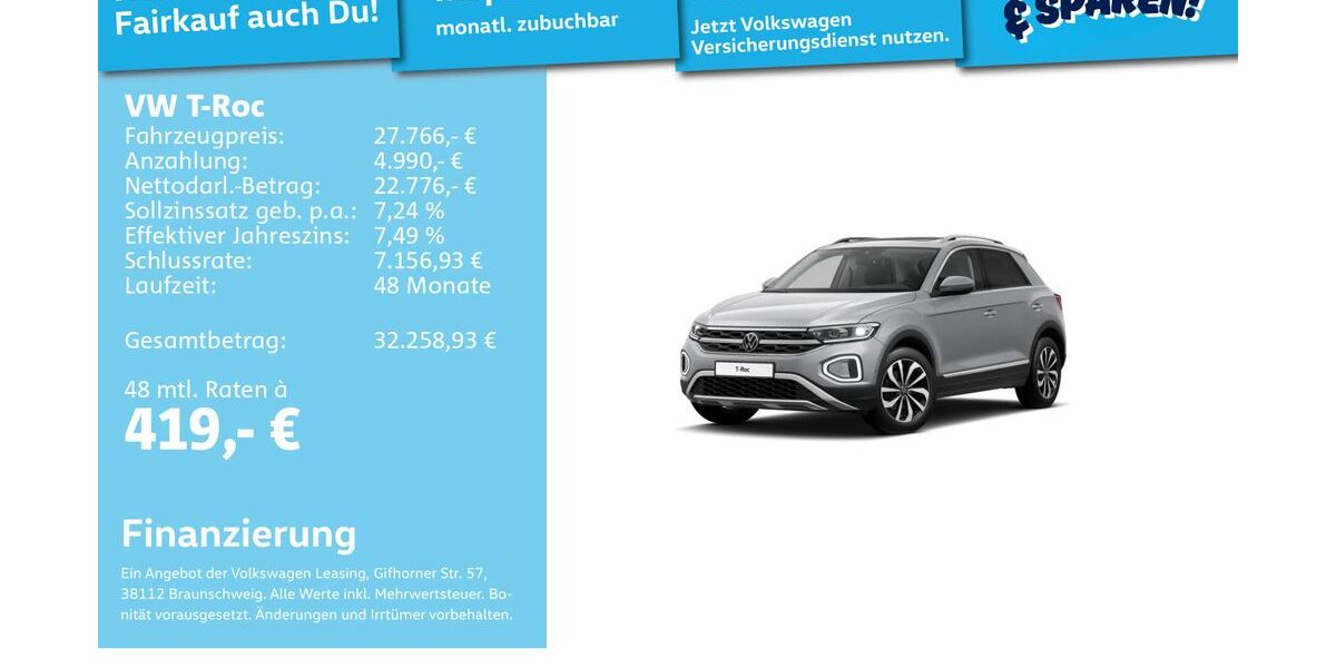 VW T-Roc 27.847 km 26.992 &euro; Mannheim 68309