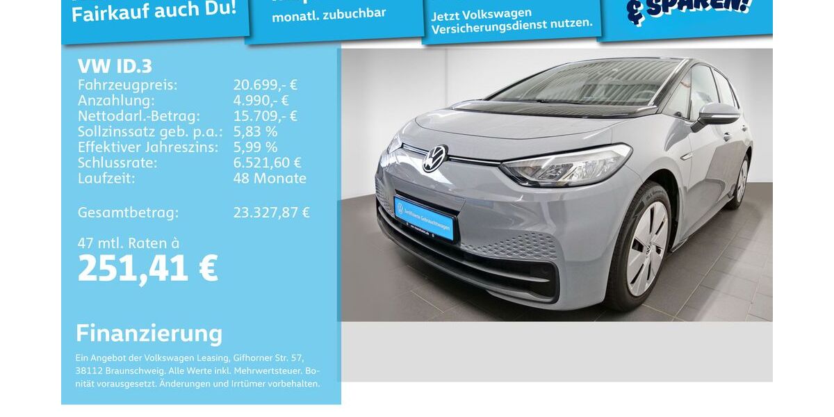 VW ID.3 44.999 km 19.997 &euro; Mannheim 68309
