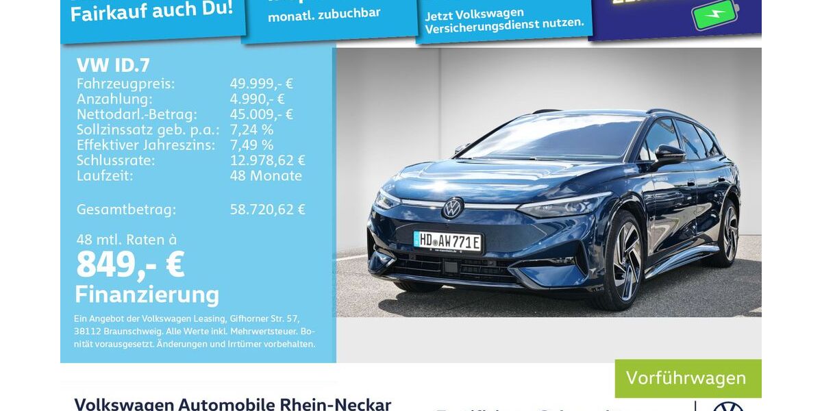 VW ID.7 15.900 km 49.499 &euro; Mannheim 68309