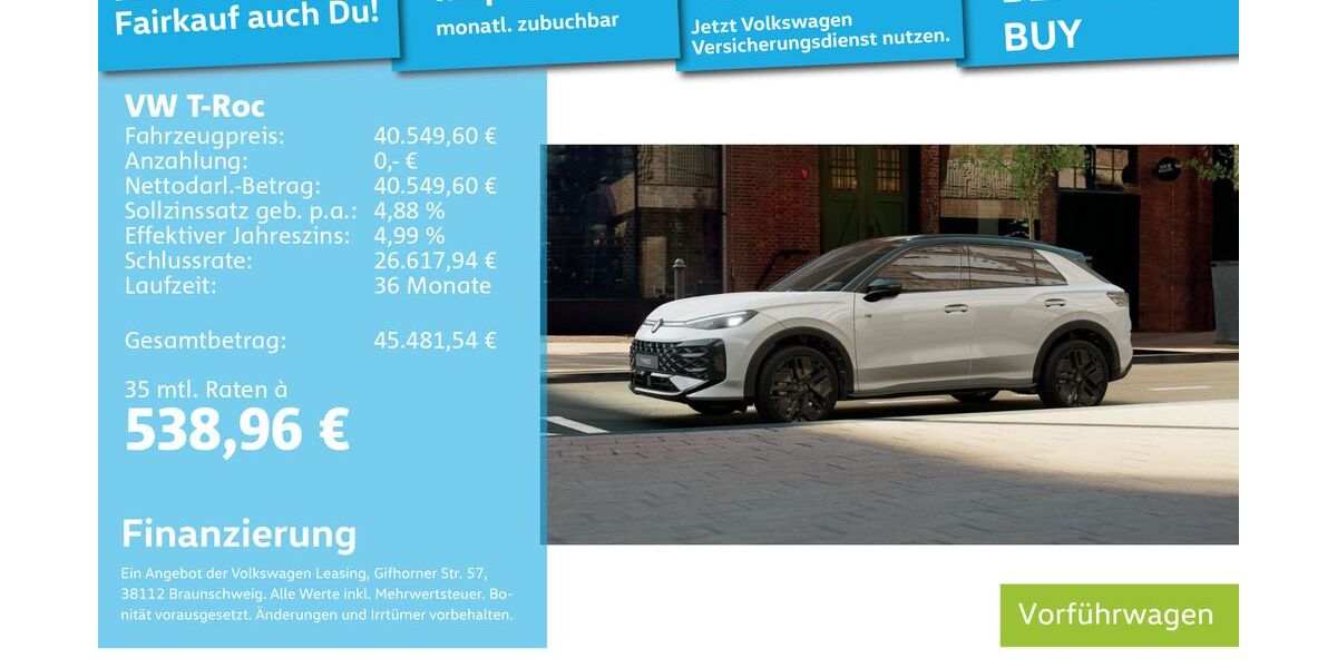 VW T-Roc 9.900 km 38.990 &euro; Mannheim 68309