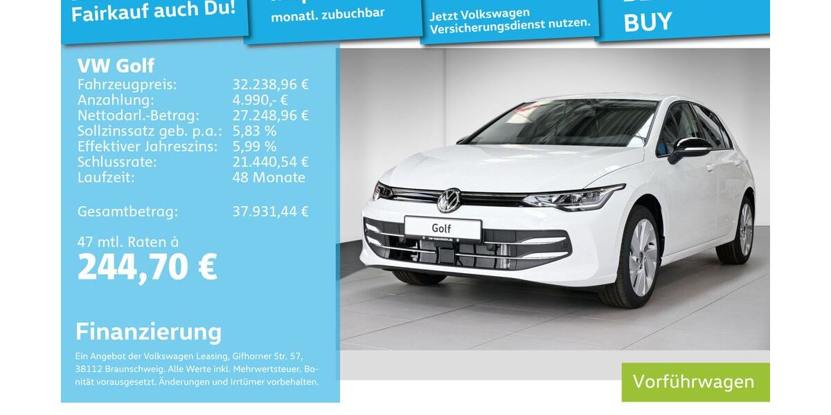 VW Golf 9.900 km 30.999 &euro; Mannheim 68309