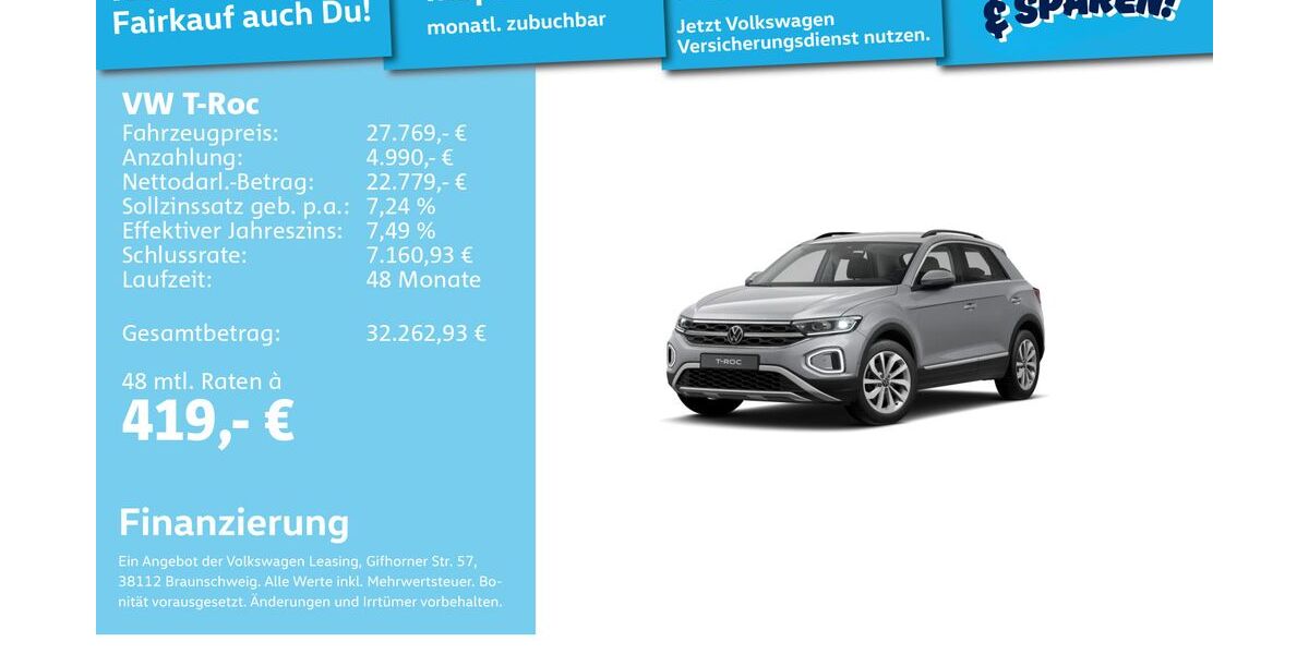 VW T-Roc 2.021 km 27.491 &euro; Mannheim 68309